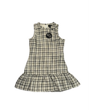 Little Olin Black, White & Gold Tweed Ruffle Dress