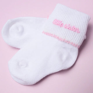 Magnolia Baby Little Sister Pink Embroidered Socks