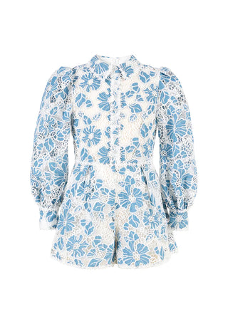 Marlo Kids Lori Blue Embroidered Romper