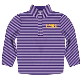 LSU Tigers Embroidered Purple Stripes Quarter Zip