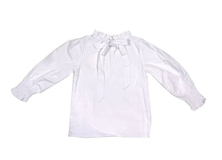 Lulu Bebe Lyn White Ruffle Neck Tie Back Blouse