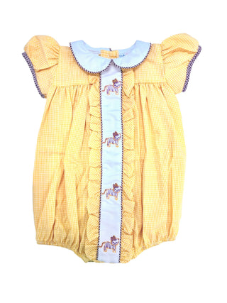 Lulu Bebe Milly LSU Tiger Yellow Embroidered Bubble