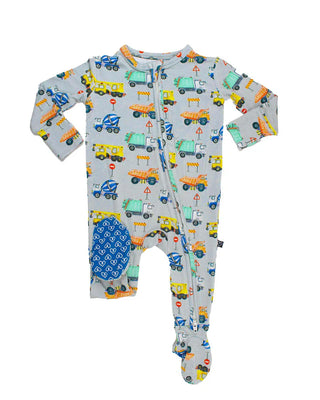 Lev Baby Mark Zippered Footie - Construction Trucks
