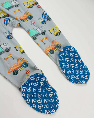 Lev Baby Mark Zippered Footie - Construction Trucks