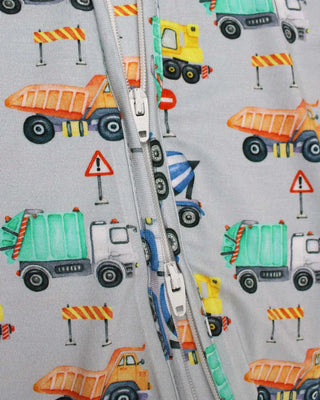 Lev Baby Mark Zippered Footie - Construction Trucks