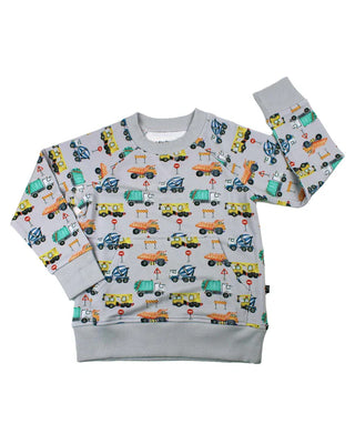 Lev Baby Mark Sweatshirt - Construction Trucks