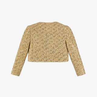 Marlo Kids Celina Gold Tweed 2Pc Jacket & Mini Skirt Set