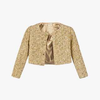 Marlo Kids Celina Gold Tweed 2Pc Jacket & Mini Skirt Set