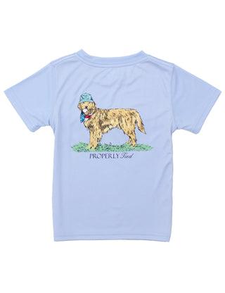 Properly Tied Boys Performance Tee SS American Pup Light Blue