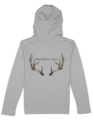 Properly Tied Boys Shade Performance Hoodie Vintage Camo Antler Ice Grey