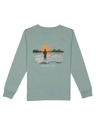Boys Fly Fishing L/S Marine Mist