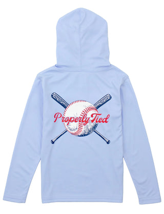 Properly Tied Shade Performance Hoodie Play Ball- Light Blue