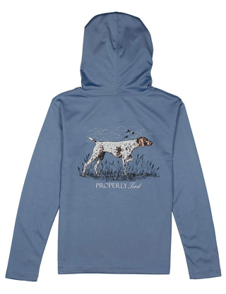 Properly Tied Boys Shade Performance Hoodie Pointer Stone Blue
