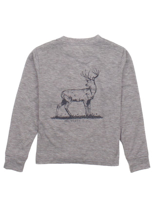 Properly Tied Light Heather Grey L/S Portland Pocket Tee - Whitetail Deer