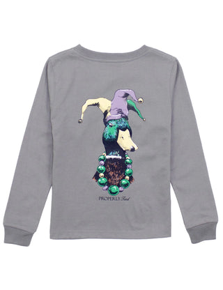 Properly Tied L/S Mardi Gras Mallard Battleship Grey Graphic Tee