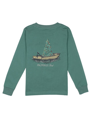 Properly Tied Boys Jolly Boat long sleeve tee in Marine Green