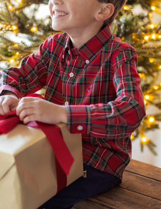 Boy wearing the Properly Tied Yuletide Seasonal Sportshirt
