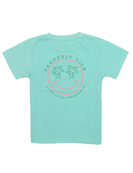 Properly Tied Girls Smiley Face Seafoam Tee
