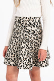 Molly Bracken Girls Knitted Skater Skirt-Beige Leopard Print