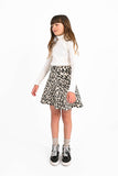 Molly Bracken Girls Knitted Skater Skirt-Beige Leopard Print
