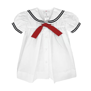 Petit Ami Nautical Sailor Dress - White