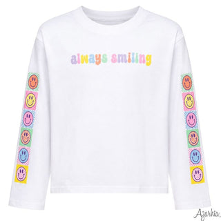 Always Smiling White L/S Boxy Tee
