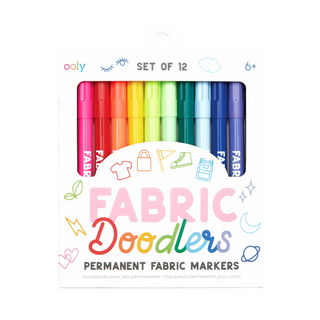 Ooly Fabric Doodlers Permanent Fabric Markers - Set of 12