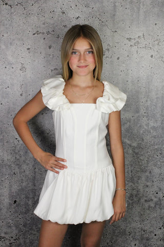If/So White Ruffle Strap Bubble Dress