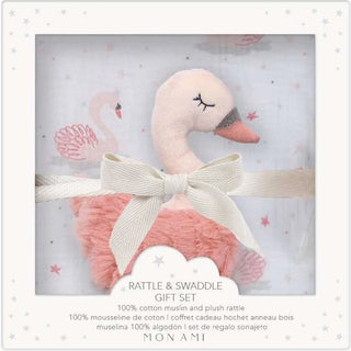 Mon Ami French Swan Blanket & Rattle Gift Set