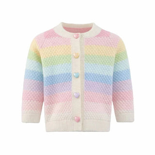 Lola and the Boys Pastel Rainbow Knit Cardigan