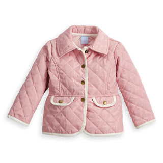 Quilted Peplum Coat- Pink w/ Ivory Trim