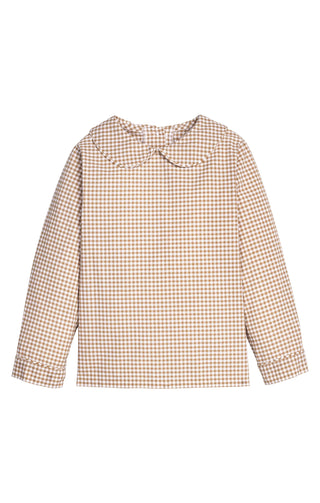 Peter Pan Shirt- Khaki Gingham