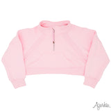 Azarhia Oversized Quarter Zip Cropped Sweatshirt