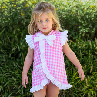 Sugar Bee  Swim Cover up- Pink Gingham with Bows