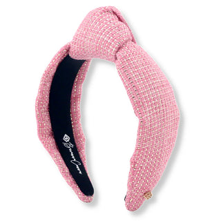 Brianna Cannon Solid Pink Tweed and Gold Headband