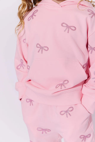 Lola and the Boys Pink Pretty in Crystal Bows Jogger Set