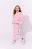 Lola and the Boys Pink Pretty in Crystal Bows Jogger Set