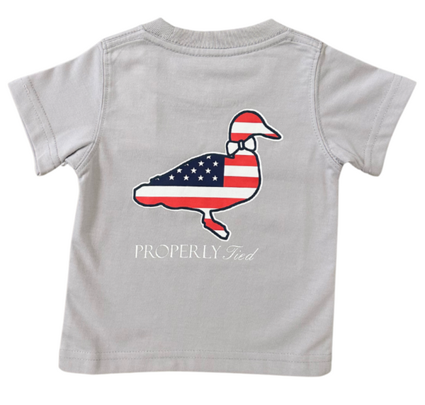 Properly Tied Americana Logo S/S Tee - Ice Grey