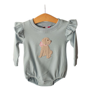 Girls Puppy Applique Bubble