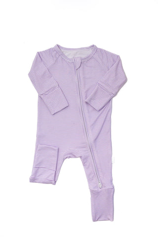 The Uptown Baby Mini Stripe Sleep Romper - Purple