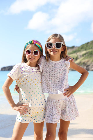 Lola and the Boys Rainbow Crystal Ruffle Short Set