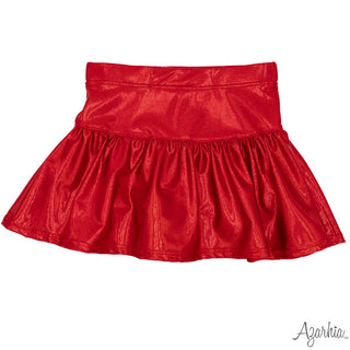 Azarhia Metallic Shimmer Gathered Skort - Red