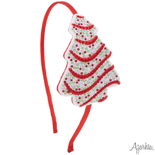 Confetti Cake Christmas Tree Rhinestone Patch Jeweled Headband