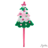 Pink/Green Christmas Tree Rhinestone Patch Jeweled Headband