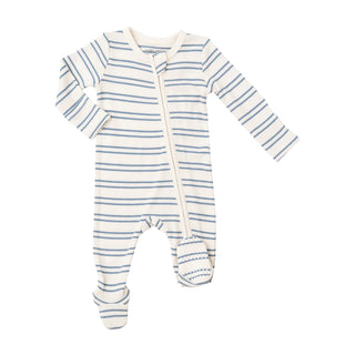 Angel Dear 2 Way Zipper Footie -  Rib Blue Stripe