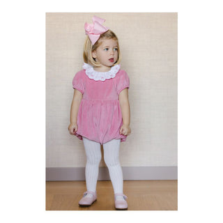 Sal & Pimenta Pink Candy Corduroy Bubble with Embroidered Bows