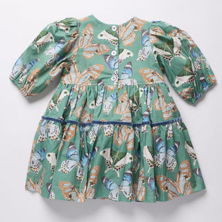 Girls Maribelle Dress - Green Butterflies