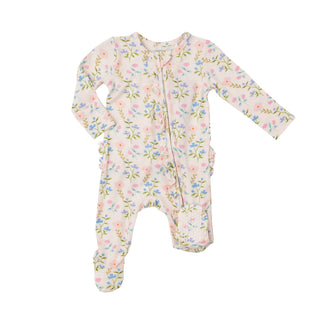 Angel Dear Pretty Floral Ruffled Zipper Footie