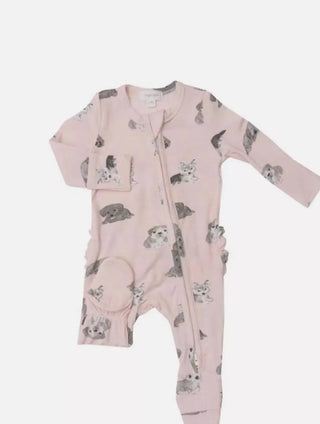 Angel Dear Pink Soft Puppies Zipper Footie