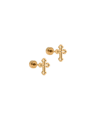 Linny Co. Screwback Stud Earrings - Latin Cross